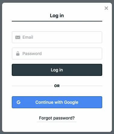 Login screen